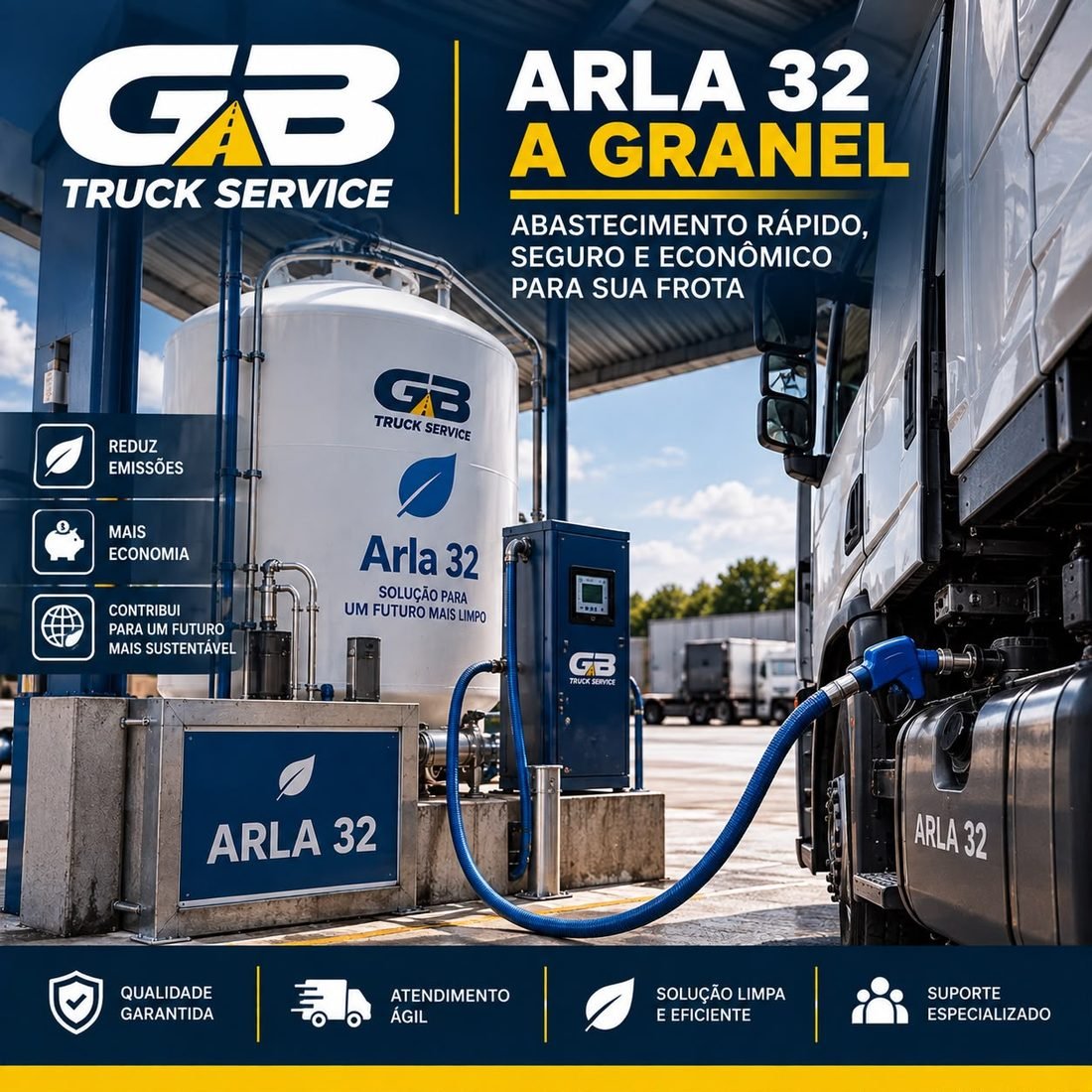 Arla 32 a granel para abastecimento de frotas na GB Truck Service